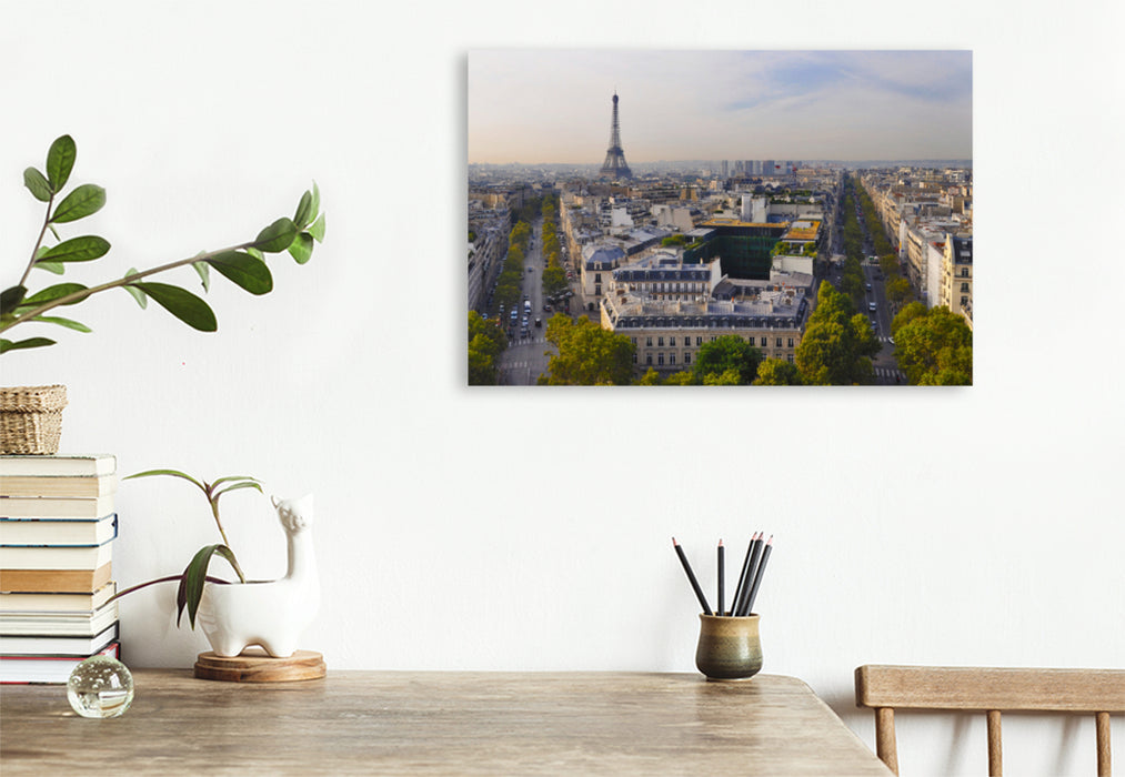 Premium textile canvas Premium textile canvas 75 cm x 50 cm across A motif from the calendar Experience the roofs of Paris with me 