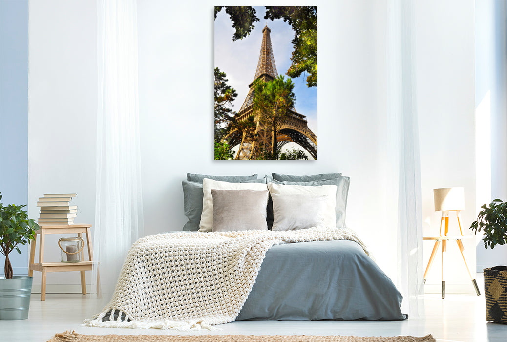 Premium Textil-Leinwand Premium Textil-Leinwand 80 cm x 120 cm  hoch Blick von der Straße Gustave Eiffel