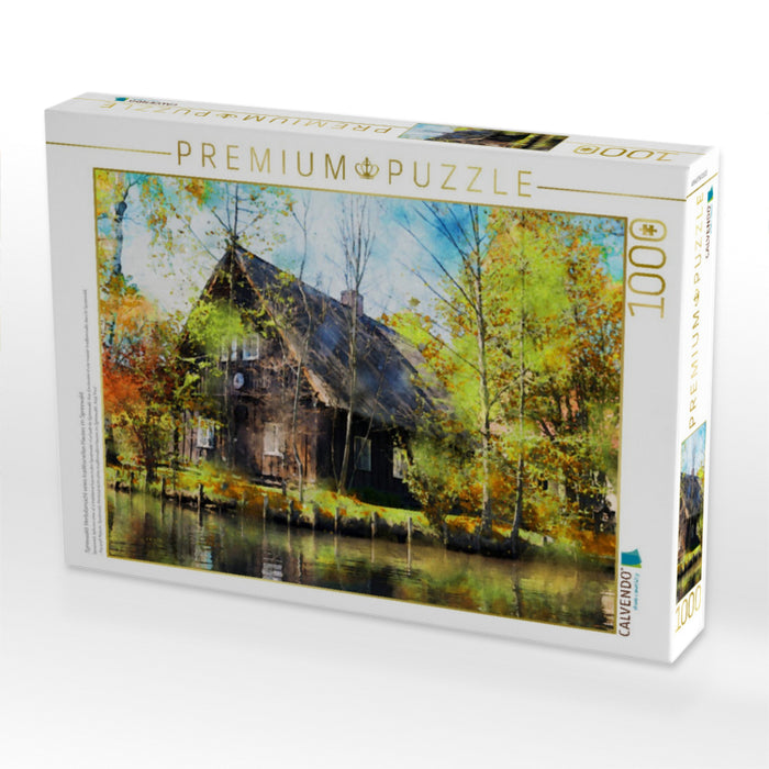 Spreewald. Herbstansicht eines traditionellen Hauses im Spreewald. - CALVENDO Foto-Puzzle'