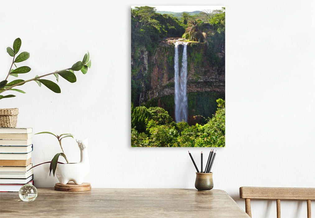 Premium textile canvas Premium textile canvas 80 cm x 120 cm high Chamarel waterfall 