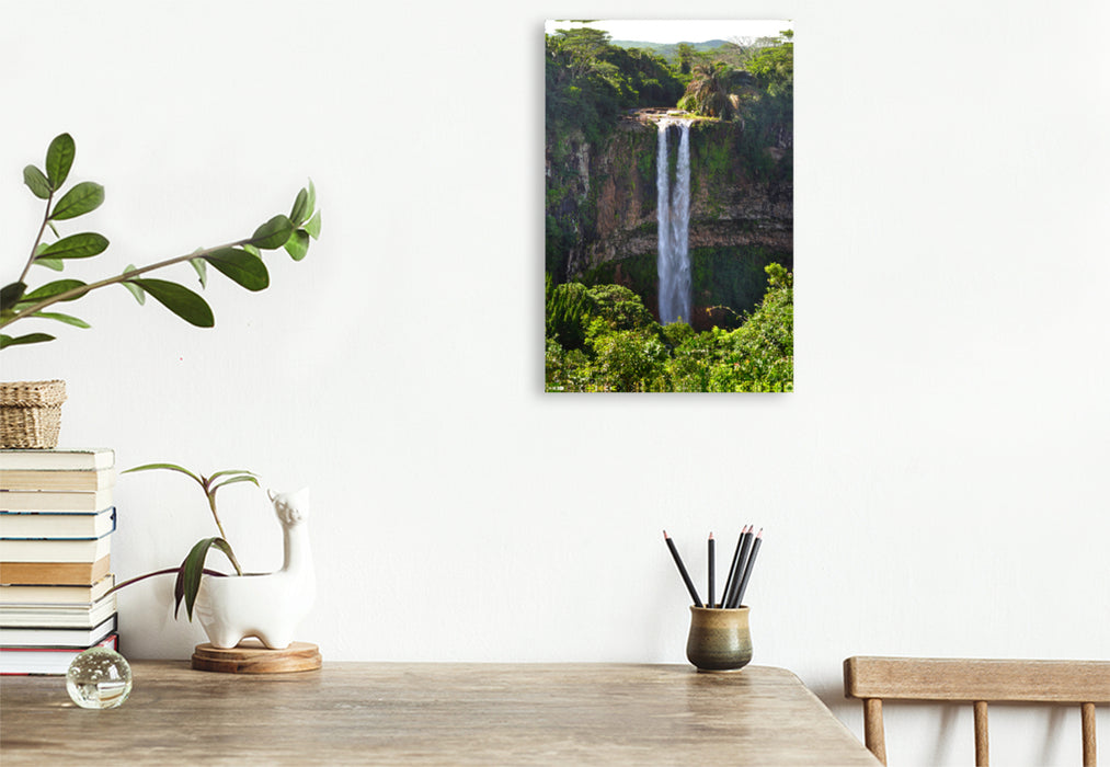 Premium textile canvas Premium textile canvas 80 cm x 120 cm high Chamarel waterfall 