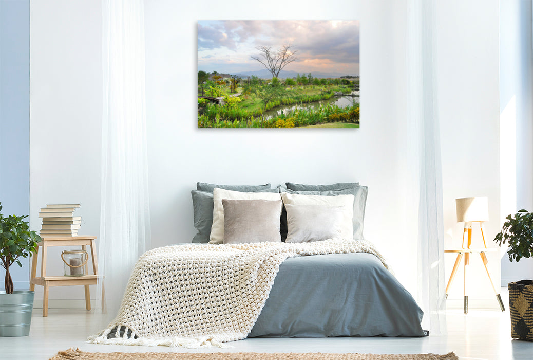 Premium textile canvas Premium textile canvas 120 cm x 80 cm landscape Chiang Mai 