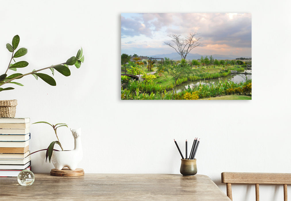 Premium textile canvas Premium textile canvas 120 cm x 80 cm landscape Chiang Mai 