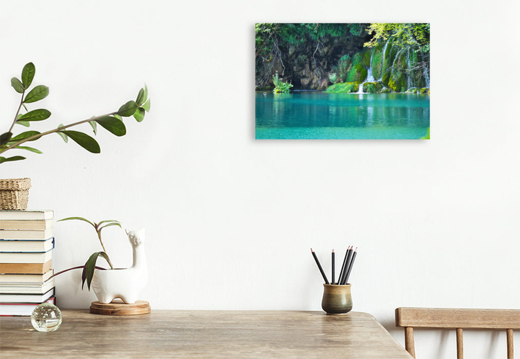 Premium textile canvas Premium textile canvas 120 cm x 80 cm across A motif from the calendar Experience the water world of the Plitvice Lakes with me 