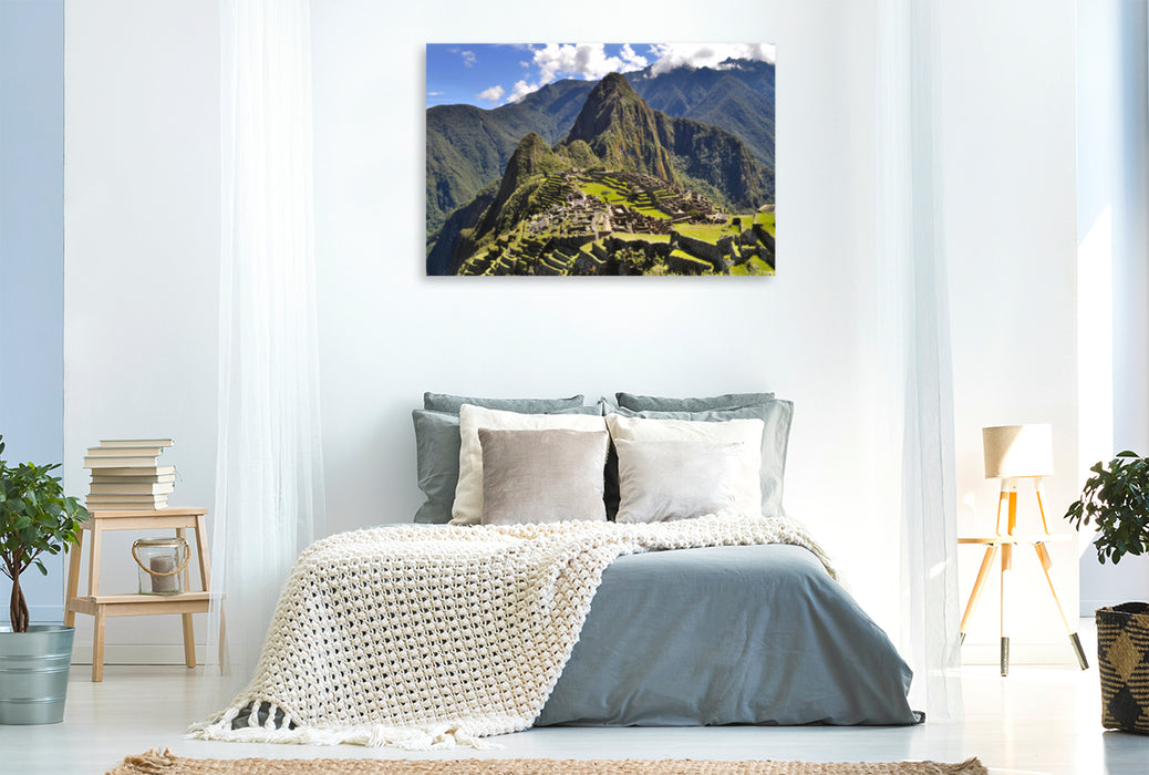 Toile textile premium Toile textile premium 120 cm x 80 cm paysage Machu Picchu 