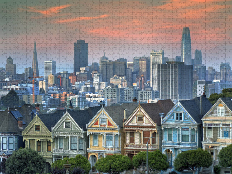 Viktorianische Häuser am Alamo Square: The Painted Ladies - CALVENDO Foto-Puzzle'