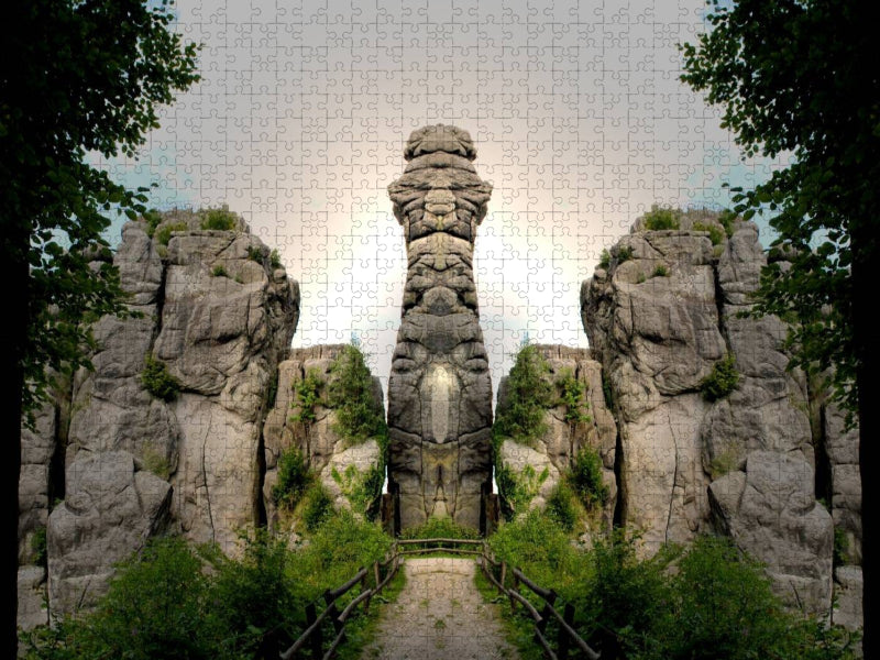 Spiegelwelten - Wächter Externsteine - CALVENDO Foto-Puzzle'