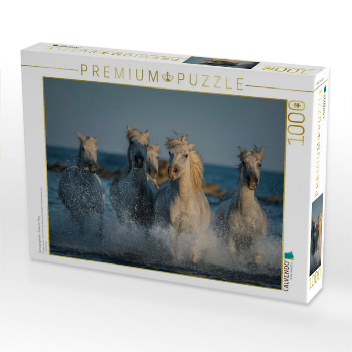 Camarguepferde - Stuten im Meer - CALVENDO Foto-Puzzle'