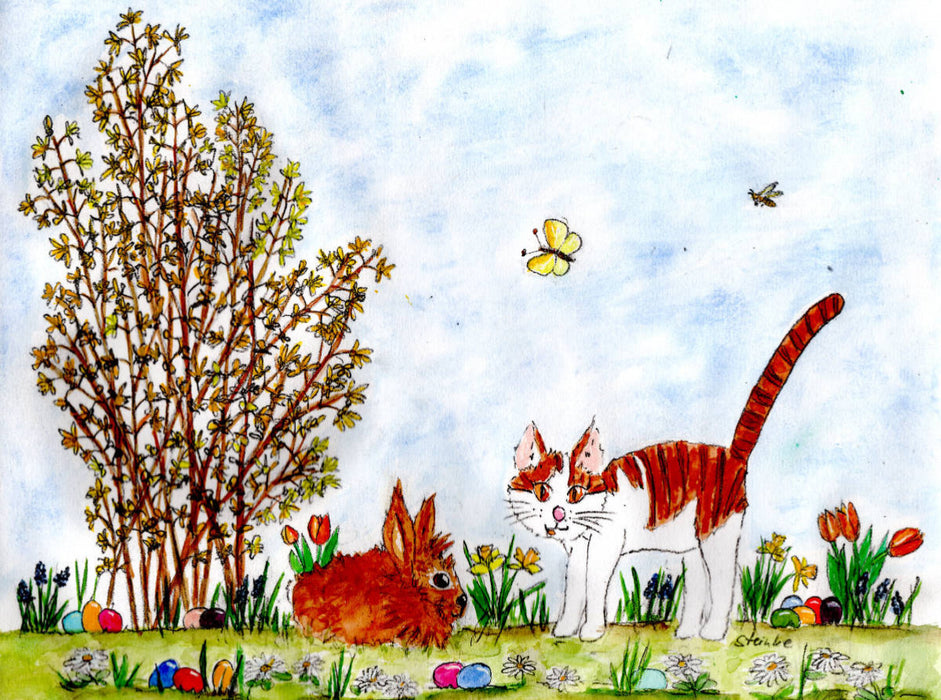 Ostern bei Kater Möhrchen 2000 Teile Puzzle quer - CALVENDO Foto-Puzzle'