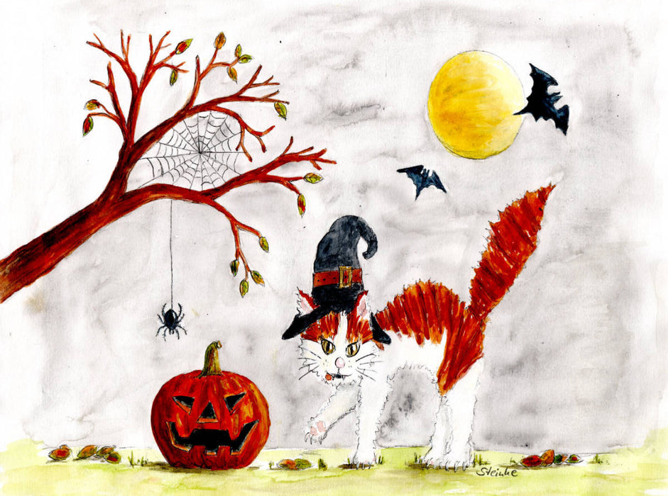 Halloween bei Kater Möhrchen 2000 Teile Puzzle quer - CALVENDO Foto-Puzzle'