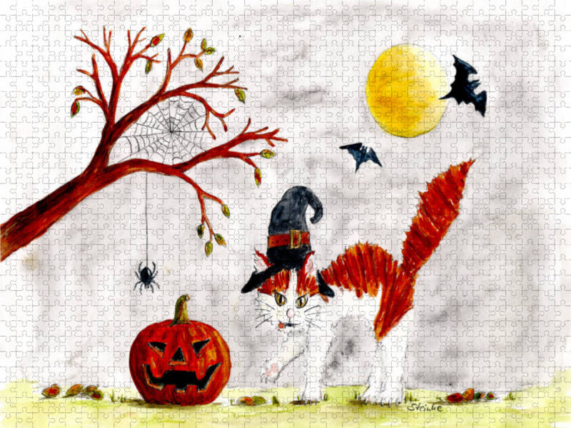 Halloween bei Kater Möhrchen 2000 Teile Puzzle quer - CALVENDO Foto-Puzzle'