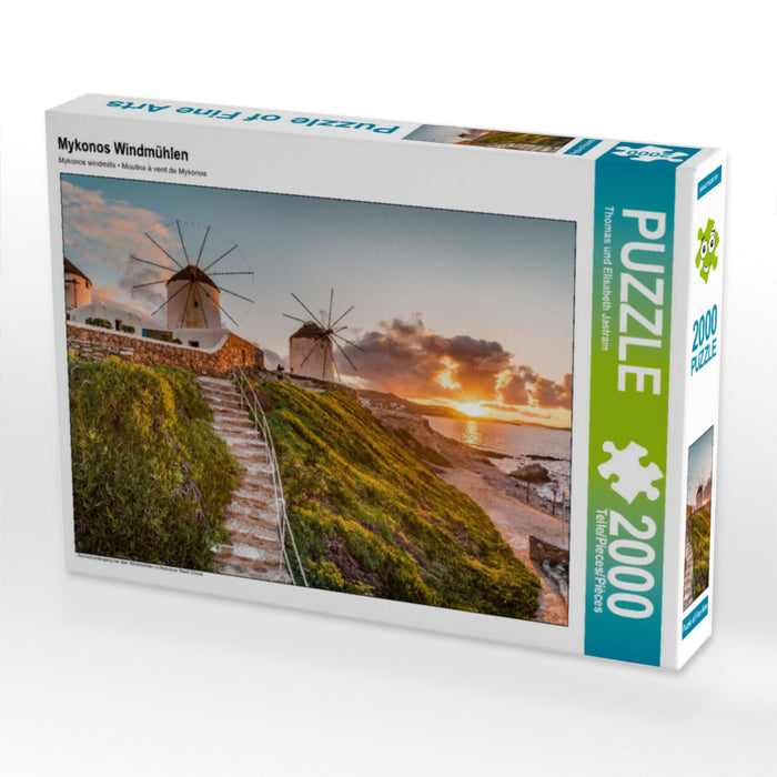 Mykonos Windmühlen 2000 Teile Puzzle quer - CALVENDO Foto-Puzzle'
