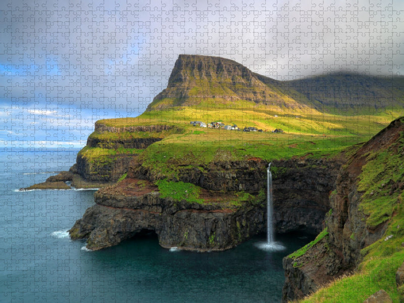 Küste bei Gasadalur, Insel Vagar, Färöer Inseln - CALVENDO Foto-Puzzle'