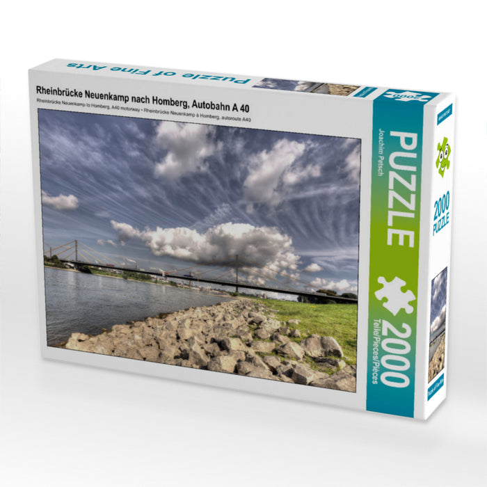 Rheinbrücke Neuenkamp nach Homberg, Autobahn A 40 2000 Teile Puzzle quer - CALVENDO Foto-Puzzle'