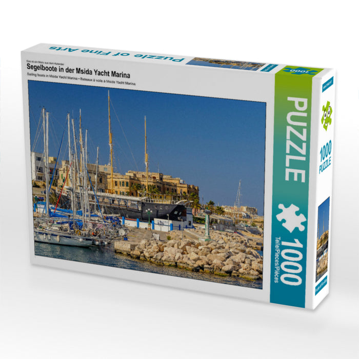 Segelboote in der Msida Yacht Marina 1000 Teile Puzzle quer - CALVENDO Foto-Puzzle'