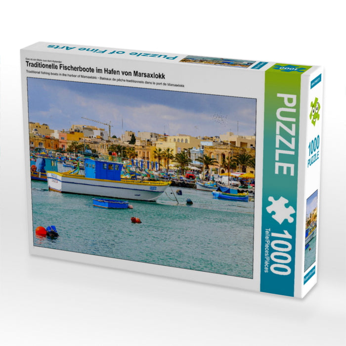 Traditionelle Fischerboote im Hafen von Marsaxlokk 1000 Teile Puzzle quer - CALVENDO Foto-Puzzle'