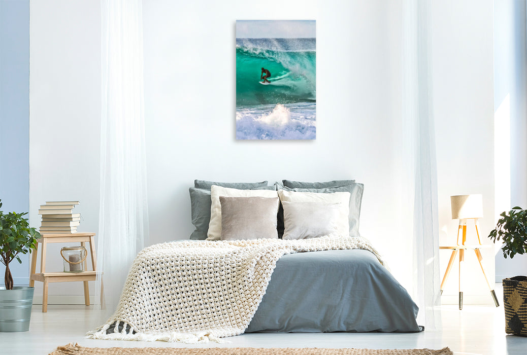Premium Textil-Leinwand Premium Textil-Leinwand 60 cm x 90 cm hoch Surfen auf der perfekten Welle