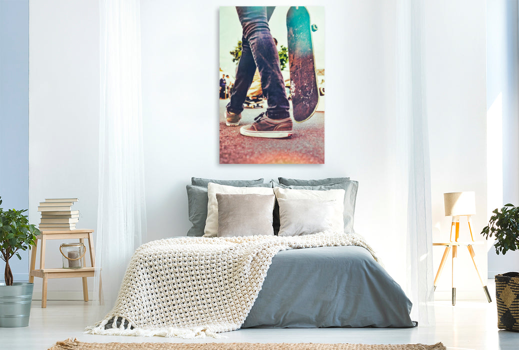 Premium Textil-Leinwand Premium Textil-Leinwand 80 cm x 120 cm  hoch Skateboarding - einfach Spaß