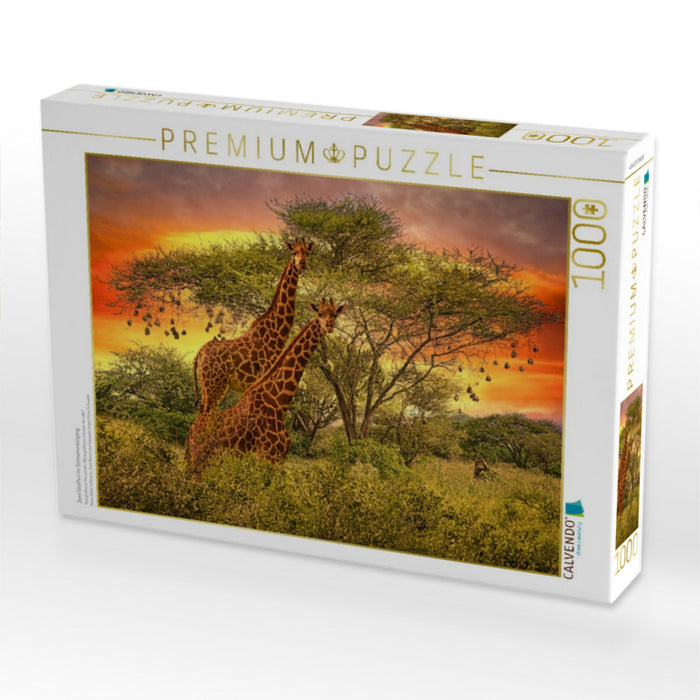 Zwei Giraffen im Sonnenuntergang - CALVENDO Foto-Puzzle'