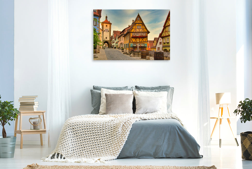 Premium Textil-Leinwand Premium Textil-Leinwand 120 cm x 80 cm quer Das Plönlein in  Rothenburg ob der Tauber