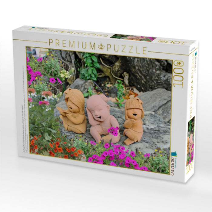 Die Püppchen sitzen hier im Garten, ob sie wohl auf die Freunde warten? - CALVENDO Foto-Puzzle'