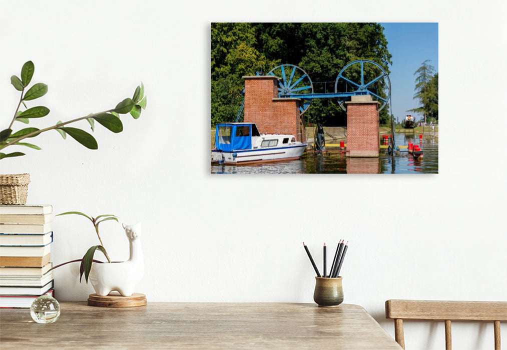 Premium textile canvas Premium textile canvas 120 cm x 80 cm across Travel on the Oberland Canal 