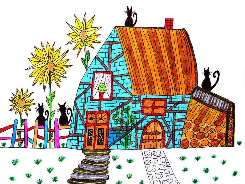 Bauernhaus mit Katzen 1000 Teile Puzzle quer - CALVENDO Foto-Puzzle'