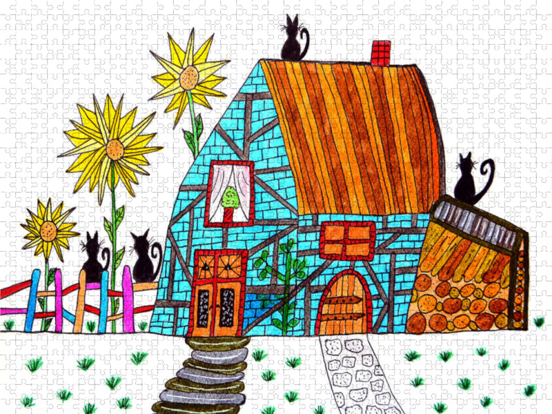 Bauernhaus mit Katzen 1000 Teile Puzzle quer - CALVENDO Foto-Puzzle'