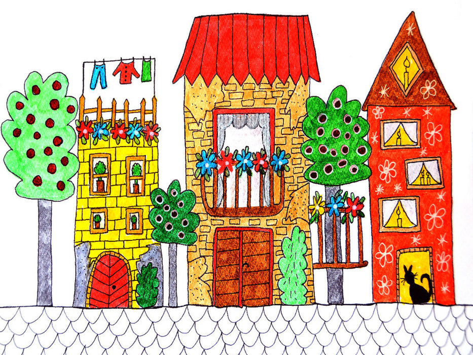 Trois maisons colorées - Puzzle photo CALVENDO 