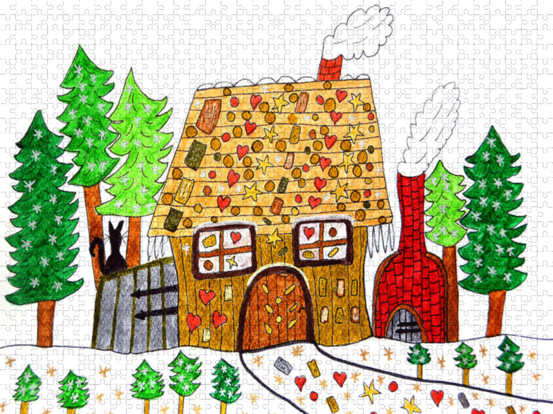 Knusperhäuschen im Wald 1000 Teile Puzzle quer - CALVENDO Foto-Puzzle'
