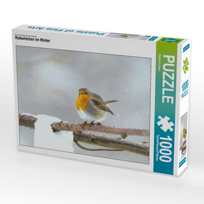 Rotkehlchen im Winter 1000 Teile Puzzle quer - CALVENDO Foto-Puzzle'