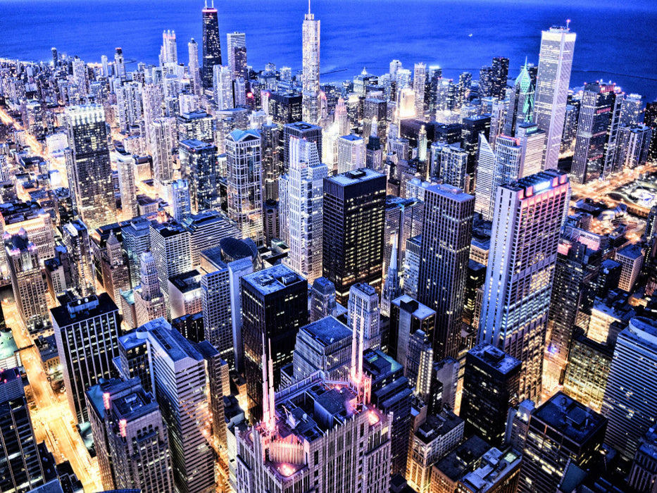 Chicagos Häuserschluchten aus der Luft - CALVENDO Foto-Puzzle'