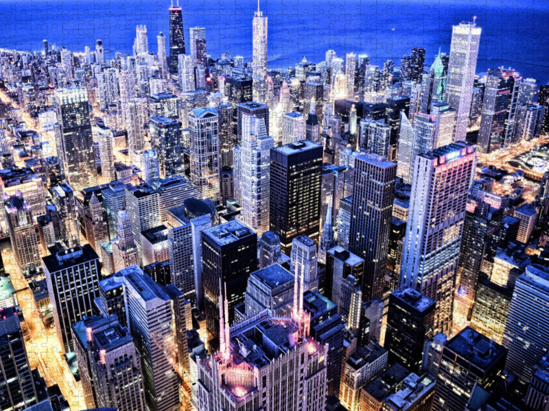Chicagos Häuserschluchten aus der Luft - CALVENDO Foto-Puzzle'