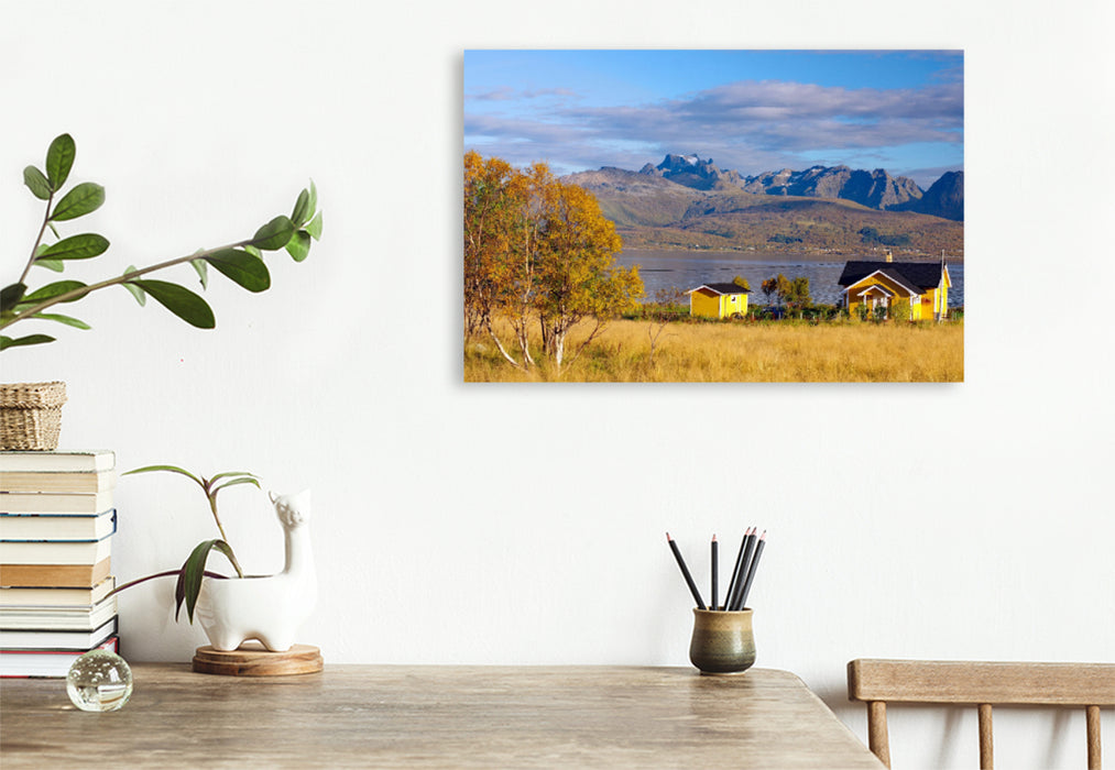 Premium textile canvas Premium textile canvas 120 cm x 80 cm landscape Autumn day on the Vesteralen (Norway) 
