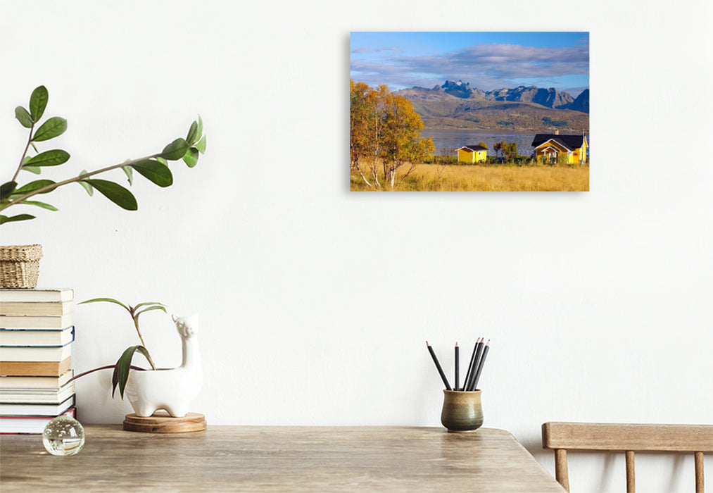 Premium textile canvas Premium textile canvas 120 cm x 80 cm landscape Autumn day on the Vesteralen (Norway) 