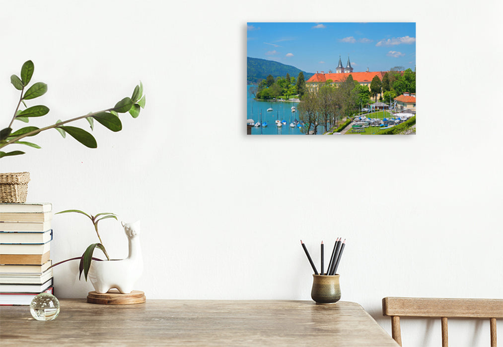 Premium textile canvas Premium textile canvas 120 cm x 80 cm landscape Tegernsee Castle 