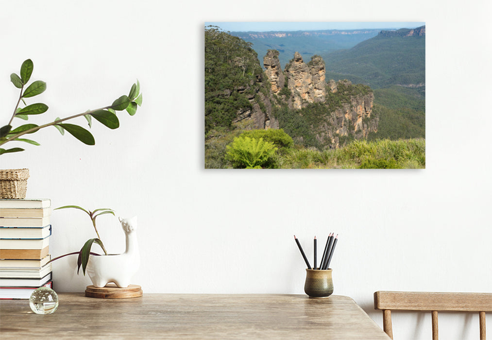 Premium textile canvas Premium textile canvas 120 cm x 80 cm landscape The Three Sisters 