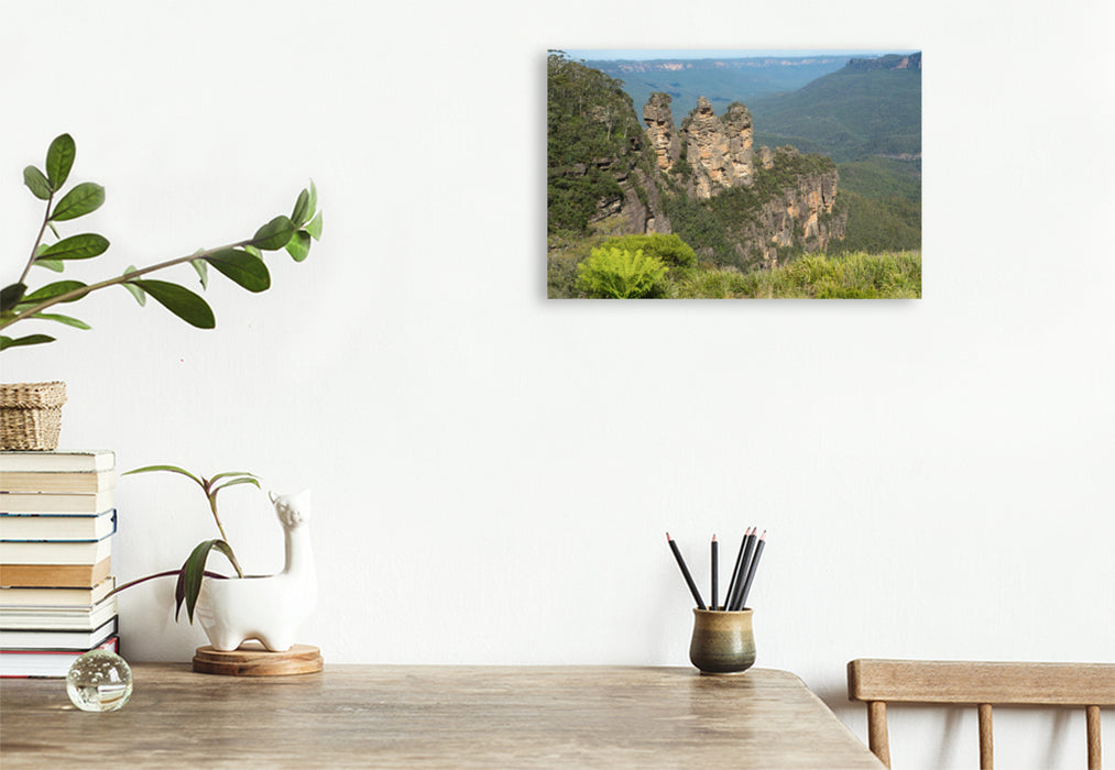 Premium textile canvas Premium textile canvas 120 cm x 80 cm landscape The Three Sisters 