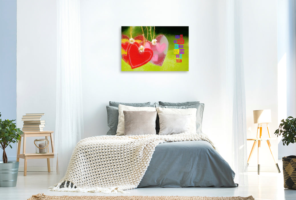 Premium textile canvas Premium textile canvas 120 cm x 80 cm landscape hearts 