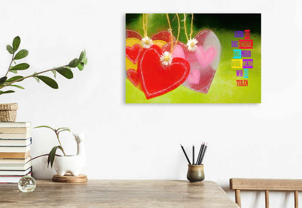 Premium textile canvas Premium textile canvas 120 cm x 80 cm landscape hearts 