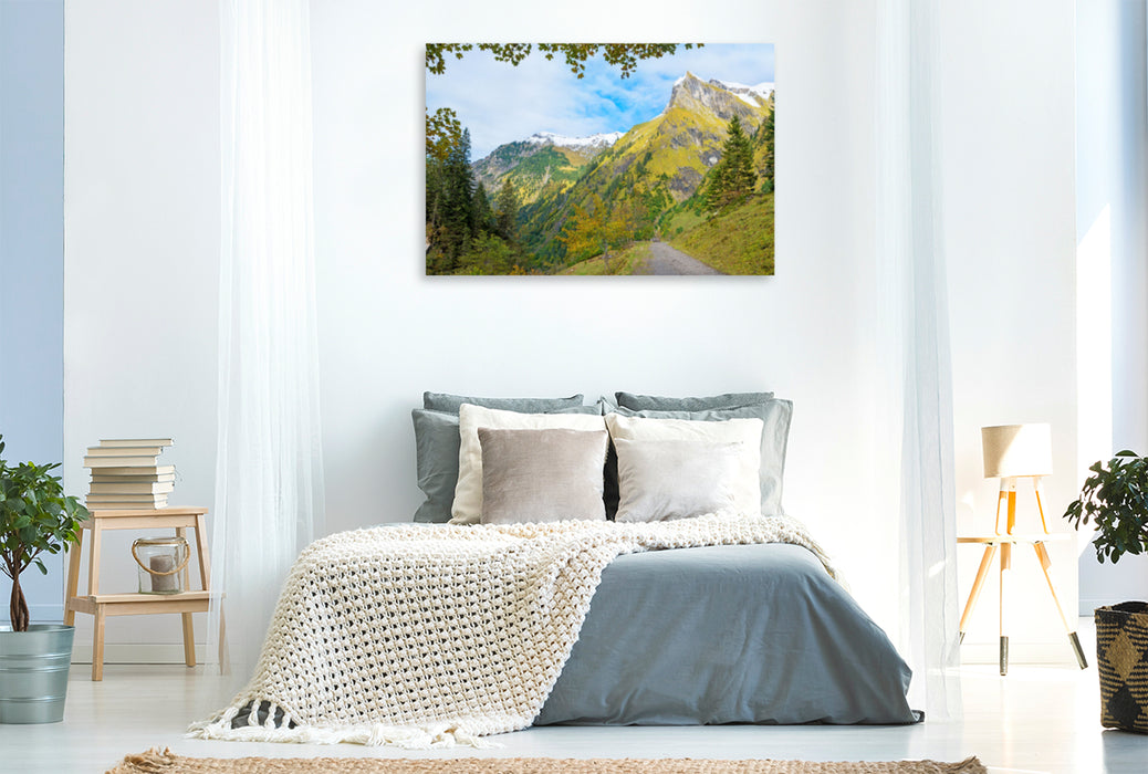 Premium textile canvas Premium textile canvas 120 cm x 80 cm across hiking trail in the picturesque Oytal 