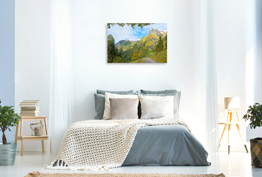 Premium textile canvas Premium textile canvas 120 cm x 80 cm across hiking trail in the picturesque Oytal 