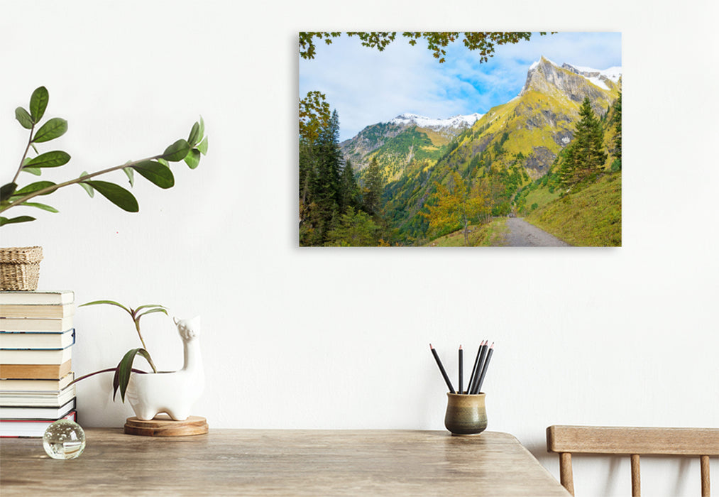 Premium textile canvas Premium textile canvas 120 cm x 80 cm across hiking trail in the picturesque Oytal 