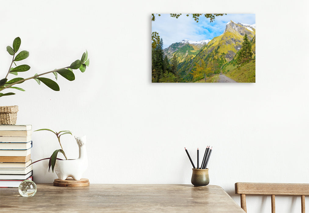 Premium textile canvas Premium textile canvas 120 cm x 80 cm across hiking trail in the picturesque Oytal 