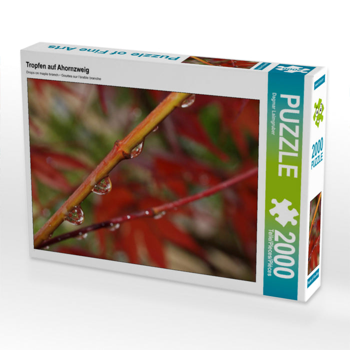Tropfen auf Ahornzweig 2000 Teile Puzzle quer - CALVENDO Foto-Puzzle'