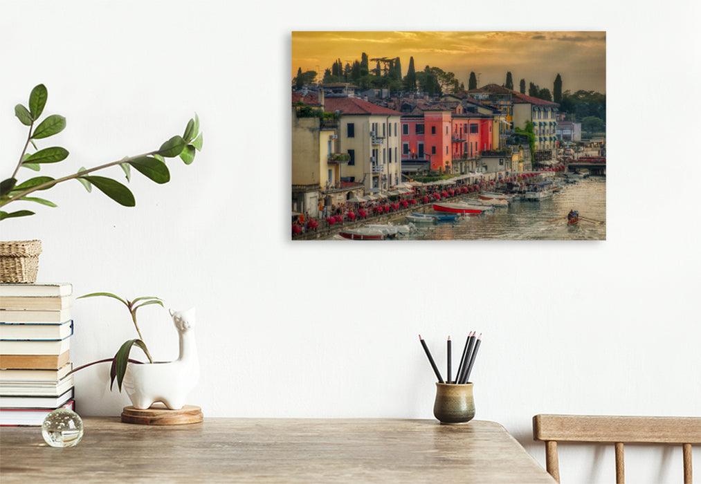 Premium textile canvas Premium textile canvas 120 cm x 80 cm landscape Peschiera del Garda 