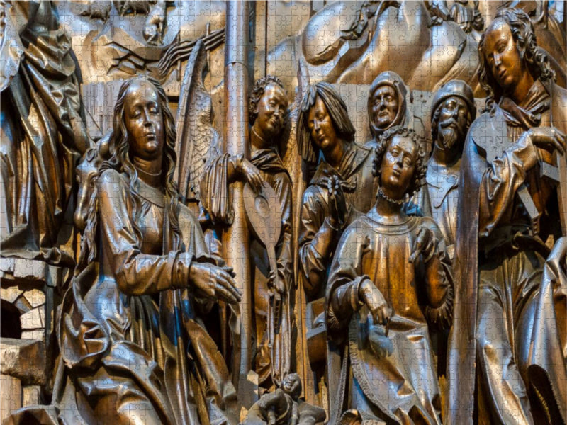 Das Bild zeigt einen Ausschnitt aus dem Mittelschrein des Marienaltars von Veit Stoß aus dem Jahre 1523 1000 Teile Puzzle quer - CALVENDO Foto-Puzzle'