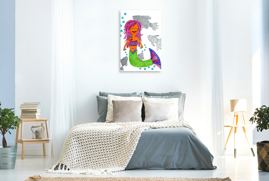 Premium textile canvas Premium textile canvas 80 cm x 120 cm high Mermaid 
