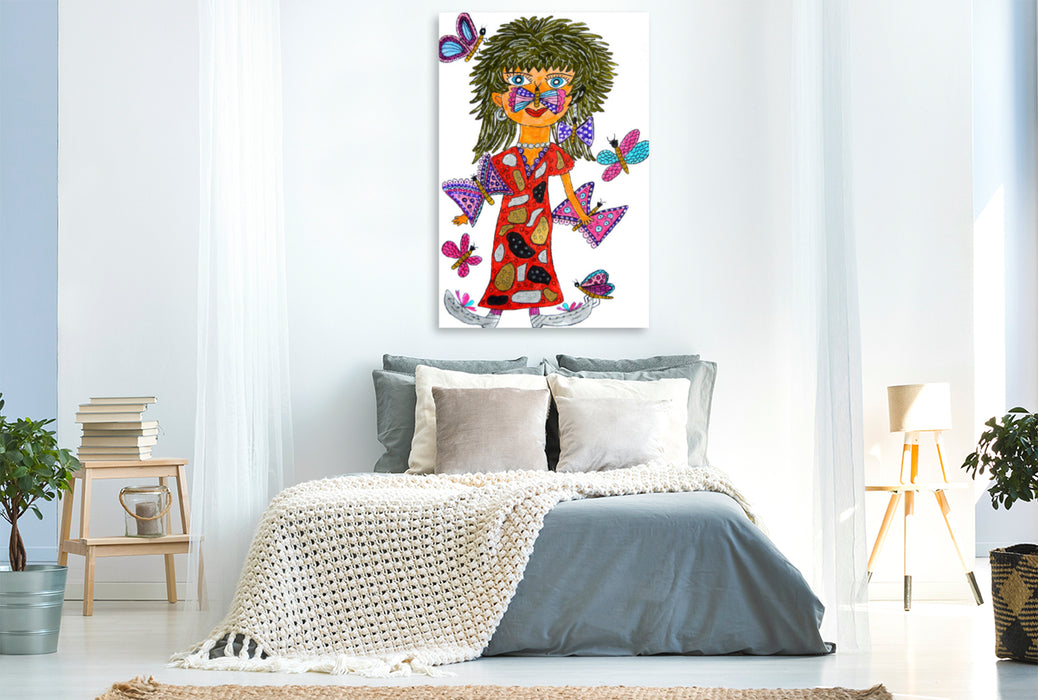 Premium textile canvas Premium textile canvas 80 cm x 120 cm high butterfly girl 
