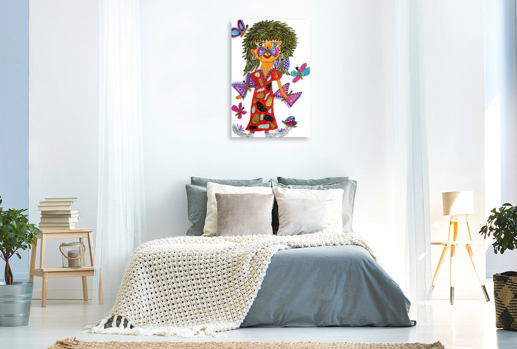 Premium Textil-Leinwand Premium Textil-Leinwand 80 cm x 120 cm  hoch Schmetterlingsmädchen